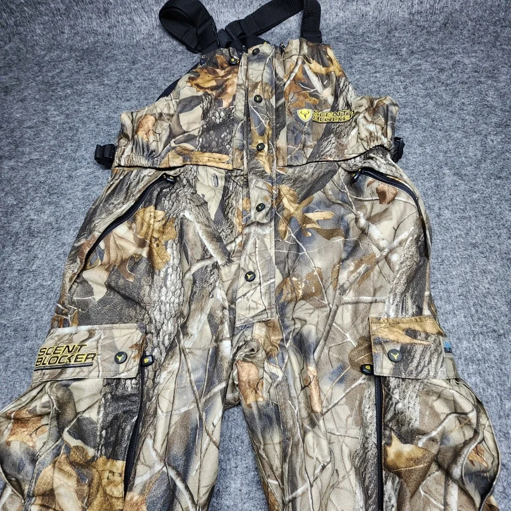 ScentBlocker Realtree Camo Blaze Orange Rainproof ProHunter Bibs Overalls XL